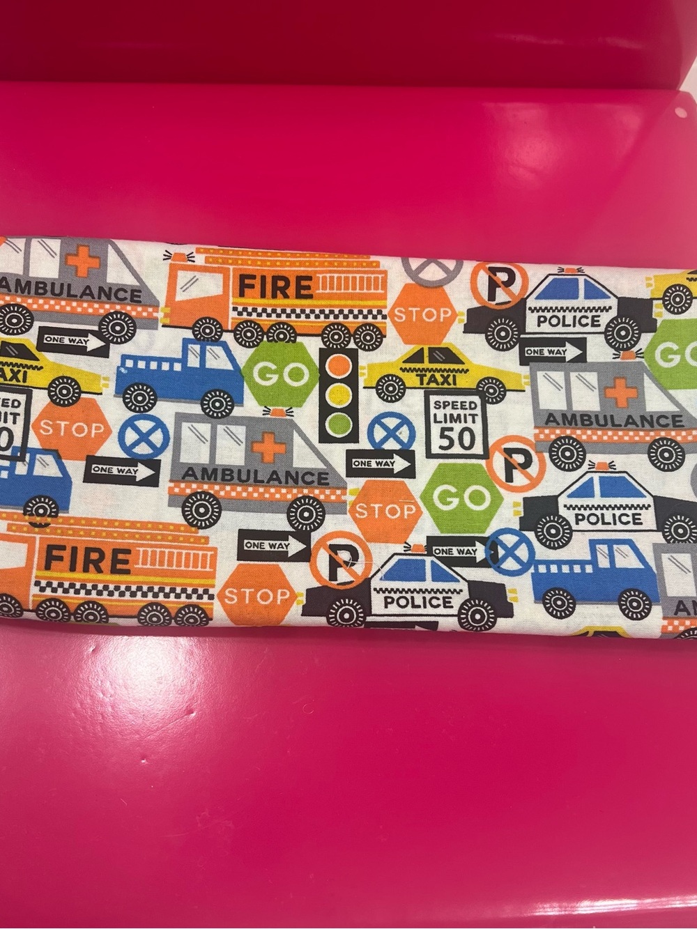 Kids Vehicle Play Fabric Panel - Multicolor Traffic Rescue Print 32” x 44” wide